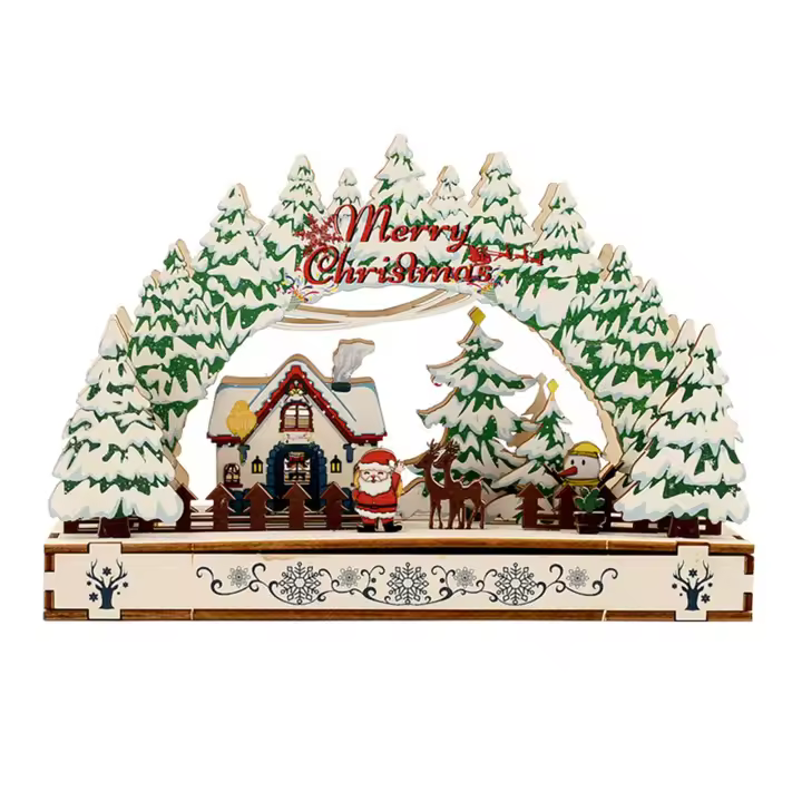 Decoración navideña de madera hecha a mano, exquisito adorno navideño DIY para ventana del hogar, tipo 2 - 1