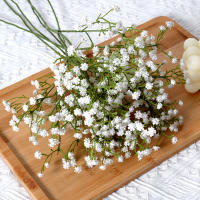 90 cabezas 52cm flores artificiales blancas boda DIY ramo decoración arreglo plástico bebés aliento flor falsa decoración del hogar - details 4