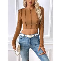 Camisetas de manga larga para mujer, ropa casual, suaves, cuello redondo, elegantes y brillantes, primavera, 2023 - details 11