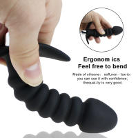 Vibrador Anal de silicona para hombres y mujeres, juguete sexual de bala impermeable, con cuentas, una velocidad, juego de próstata - details 4