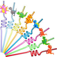 Pajitas reutilizables con diseño de dinosaurio para niños, suministros coloridos para fiestas, decoración para beber, de plástico, 8 piezas - details 0