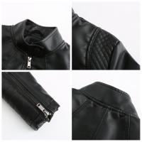 Chaqueta de cuero PU estampada con cuello levantado para mujer, delgada, primavera y otoño - details 3