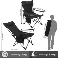 Plegable y Portátil, Acampada Ligera con Portavasos, Reposacabezas y Bolsas, Estructura Metálica para Soportar 150 kg, - details 4