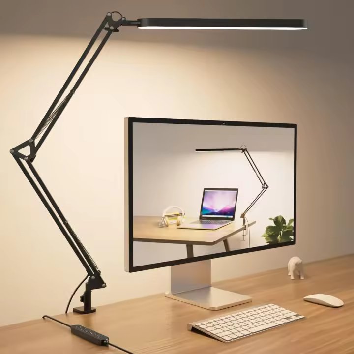 Escritorio Flexo LED Escritorio 80 cm - 5 modos de color x 11 niveles de brillo - Brazo oscilante ajustable - Temporizador y función de memoria - 12W Flexo - Negro - 1