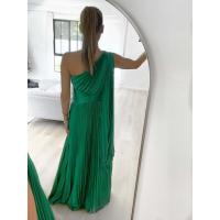Vestido largo de fiesta suelto para mujer, informal, plisado, con hombros descubiertos - details 7