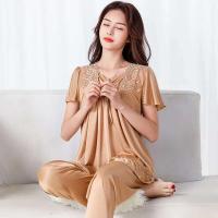 Conjunto de pijama de satén grande 5XL, pijamas cortos, decoración del hogar de mediana edad, pijamas de mujer baratos - details 6