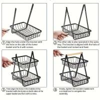 Organizador del segundo piso, cesta de frutas y verduras, soporte desmontable para cosméticos de baño, estante de iluminación de cocina - details 3