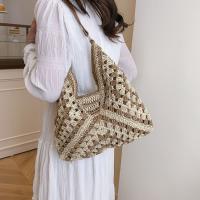 Bolso de ganchillo de paja de verano a la moda, bolso de hombro tejido para ocio en la playa, bolsos de mujer informales para vacaciones, señoras/niñas - details 10