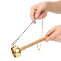 Meditation Prayer Bell,Buddhist Wooden Handle Brass Hand Bell,Temple Dharma Ritual Utensil,Singing Scripture Implement