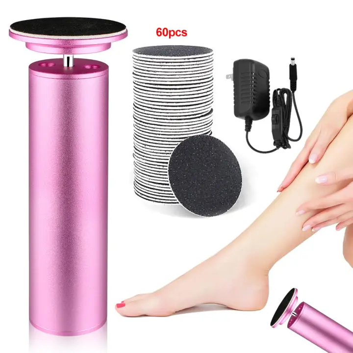 Set de Eliminador de Callos de Pie Eléctrico Recargable Herramienta Exfoliante de Metal con 60 Discos de Lija Cuidado de Pies para Hombres y Mujeres No Utilizable en Cunas y Camaas - 1