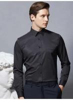 Camisa de manga larga para hombre, vestido informal elegante con botones, color liso en blanco y negro, elástico, a la moda, novedad de 2024 - details 6