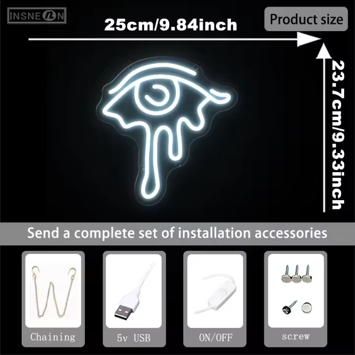 Letrero de luz de neón para ojos, lámpara de noche alimentada por USB, tienda de negocios, cafetería, Bar, restaurante, fiesta, hogar, habitación, luces Led de pared colgantes, decoración, artesanía verlichting - 1