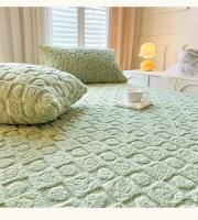 Funda de colchón de terciopelo grueso, Protector de almohadilla de cama tejido de amor, Sábana bajera cálida de felpa para el hogar, colchas de dormitorio - details 13