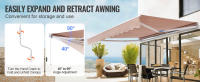 SucceBuy Toldo retráctil manual, parasol para exteriores, poliéster resistente al agua, toldo para puerta y ventana de patio con manivela para patio trasero y balcón - details 2