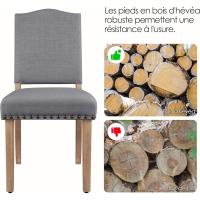Juego de 4 sillas de comedor con respaldo alto, sillas de cocina, patas de madera maciza, diseño clásico, con botones bronceados, sillones y sillas para salón, asientos tapizados - details 17