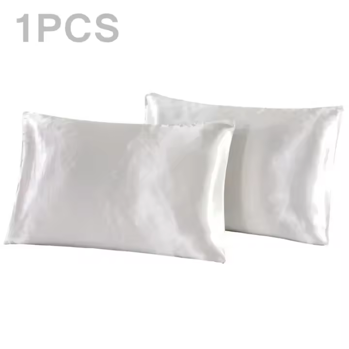 Funda de almohada de seda satinada para el hogar, ropa de cama suave, rectangular, 1 piezas - 1