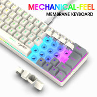 Teclado para juegos con cable USB, periférico portátil con retroiluminación RGB, color gris y Beige, para ordenadores portátiles con Windows y ordenador, 63 teclas - details 2