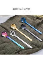 1PC Creative Cute Cat Claw 304 Stainless Steel Spoon Hollow for Ice Cream Coffee Tea Dessert Spoon Kitchen Tableware Accessories - details 2