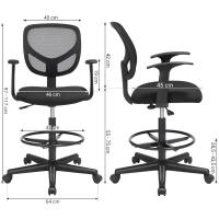 Giratoria, Altura y Reposapiés Regulables, Silla de Dibujo Ergonómica, Silla de Oficina con Reposabrazos, - details 4