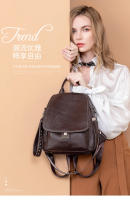 Mochila de cuero genuino para mujer, bolso de moda, bolsas de viaje antirrobo, estilo urbano, plegable, de cuero suave, bolso trasero vintage, bolsas impermeables, estilo punk, personalidad callejera - details 0