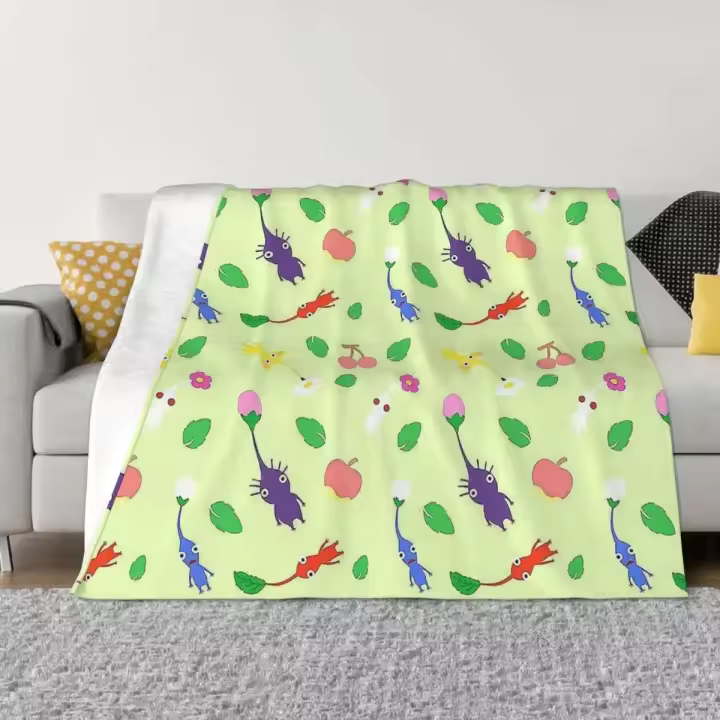 Manta de juego, decoración de franela, bonito patrón Pikmin, colcha portátil para el hogar, manta bungou para perros callejeros - 1
