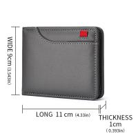 Cartera corta clásica de alta calidad para hombre, billeteras plegables ultrafinas de cuero Pu para hombre, billeteras de negocios de Color sólido con bolsillo para monedas y tarjetas de crédito - details 0