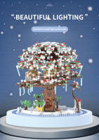 Seasonal Building Block Toy Flower with Dust Cover DIY Treehouse Model Bricks with Light Ornament Romantic Gift for Girlfriend - details 22