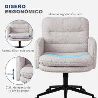 Silla Oficina de Respaldo Alto, Cómoda Silla Tocador con Altura Ajustable, Sillas Ordenador para Hogar y Dormitorio, Crema - details 27