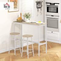 Conjunto de Mesa Alta de Bar con Taburetes para Cocina y Comedor - Marco de Acero Estilo Industrial - Natural y Blanco - details 1