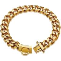cadena 19MM, Collar de Metal caminar con hebilla segura, eslabón cubano plateado, y resistente a masticar para perros grandes - details 10