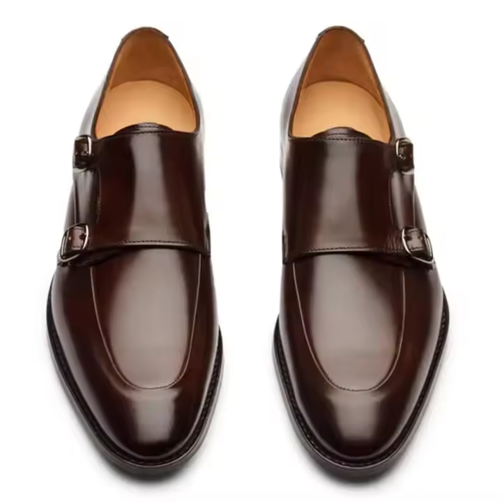 Zapatos con tirantes de monje doble, lujosos zapatos de cuero para ocasiones formales - 1