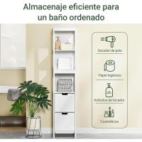 Armario de Baño Estrecho Moderno Diseño Nórdico Compacto con 3 Estantes y 2 Cajones - details 5