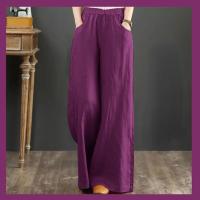 Pantalones de Pierna Ancha de Algodón Lineno Cintura Suelta, Elástica, Estilo Callejero para Mujeres 2023 - details 10