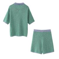Conjunto de Moda para Mujer OUWU Camisa con Cuello de Raya y Pantalones Cortos Elásticos - details 8