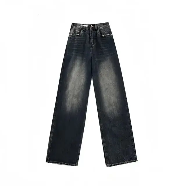 Pantalones vaqueros de pierna ancha estilo Haruku para mujer, moda urbana, Retro, rectos, sueltos, Otoño e Invierno - 1