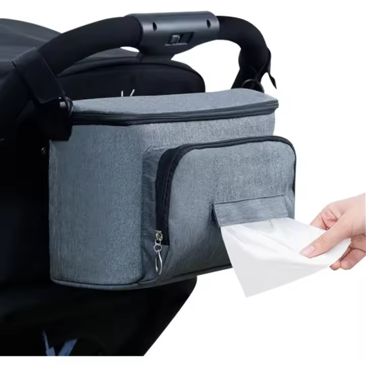 Bolsa organizadora para Carrito de bebé, Bolso universal multi con 2 portabebidas y correas ajustables para el hombro - 1