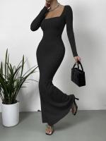 2024 Otoño e Invierno nuevo cuello cuadrado adelgazante cintura diseño sentido de la moda vestido de mujer tejido - details 28