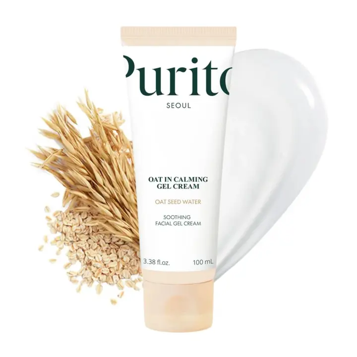PURITO Crema en gel calmante de avena, agua de semilla de avena para hidratación y calmante, crema hidratante ligera y no pegajosa para pieles sensibles, no comedogénica, sin fragancia, cuidado de la piel coreano, 50 ml 1.69 fl.oz - 1