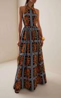 Vestido Bohème con Estilo Verano 2025 Moda de Mujer con Distintivo Colgante de Cuello y Falda Larga de Línea A Descubierta - details 9