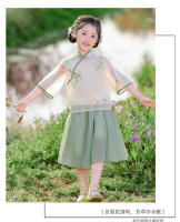 Hanfu para niños, joven maestro y Tang para niñas, novedad de verano 2025, reloj de estilo chino, disfraz de actuación, conjunto de dos piezas - details 14