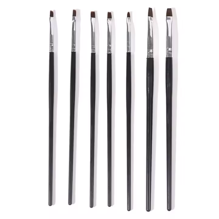 Set de Pinceles de Pintura de Gel UV KADS para Arte de Uñas con Cabeza Plana Negra y Cabello de Nylon Suave para Decoración de Uñas Herramienta de Dibujo de Gel - 1