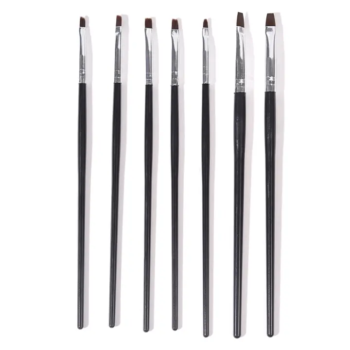 Set de Pinceles de Pintura de Gel UV KADS para Arte de Uñas con Cabeza Plana Negra y Cabello de Nylon Suave para Decoración de Uñas Herramienta de Dibujo de Gel - 1