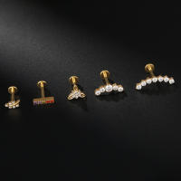 Piercing de moda G23 para mujer, joyería de titanio, tragus de circonita cúbica, 1 unidad - details 2