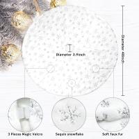 48 Inches/122CM Falda para Arbol de Navidad para Decoraciones de Fiesta de Navidad de Arbol de Navidad Copo de Nieve de Lentejuelas Plata de Felpa Blanca - details 3