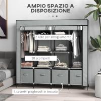 Armario de Tela Portátil para Dormitorio 10 Compartimentos, 2 Varillas Colgantes, 4 Cajones de Tela - details 2
