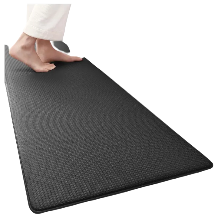 Alfombra de Cocina de Cuero 44 x 200 cm Rebanable, Lavable, Antideslizante, Cómoda y Impermeable para Cocina, Sala de Estar, Oficina (Negro) - 1
