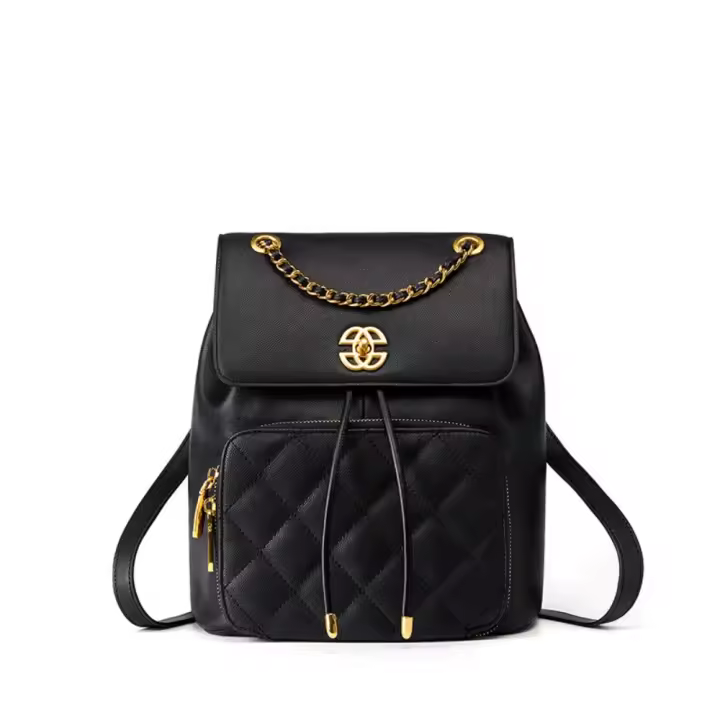 2025 nueva mochila para mujer, pequeña cadena de viento fragante, mochila con textura, bolsa de viaje para ir al trabajo, mochila pequeña - 1