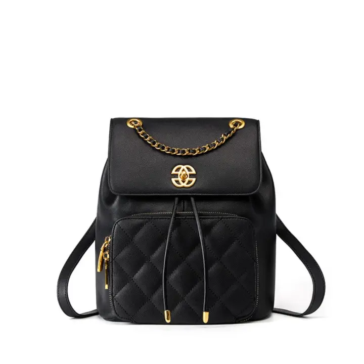 2025 nueva mochila para mujer, pequeña cadena de viento fragante, mochila con textura, bolsa de viaje para ir al trabajo, mochila pequeña - 1