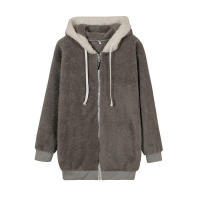 Chaqueta de lana cálida y holgada para mujer, talla grande, nueva, con capucha - details 18