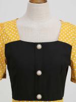 Women summer casual polka dot print short sleeve a line party vintage elegant midi dress - details 16